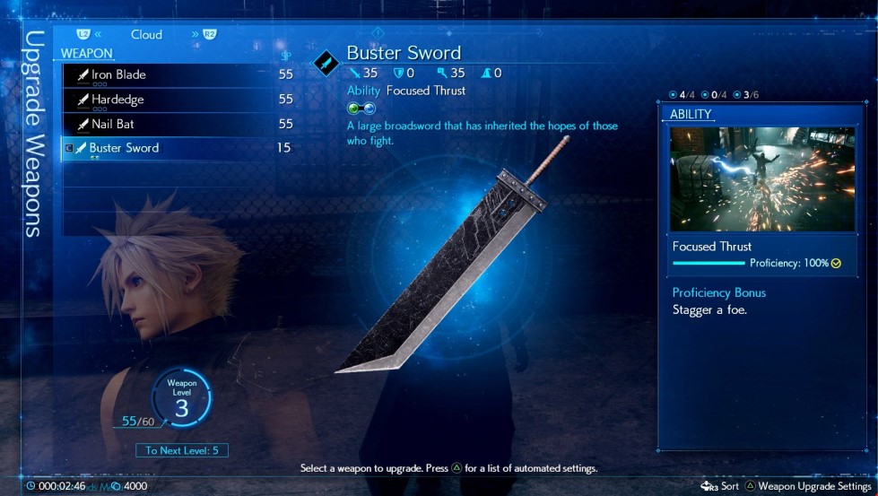 Waffe wählen bei Final Fantasy 7 Remake